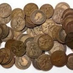 Old British pennies 1d