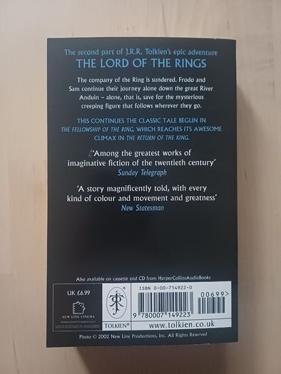 The Lord of the Rings 3 Volumes by J.R.R. Tolkien (Fantasy Paperbacks 2002)