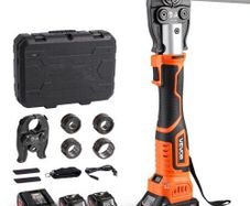 Cordless Pipe Press Tool Kit, 18V Electric Pipe Crimping Tool for PEX & Aluminum-Plastic Tubes - with U16, U20, U25, U32 Press Jaws, 2pcs 2AH Batteries, Fast Charger & Carrying Case