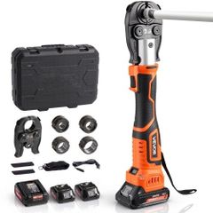 Cordless Pipe Press Tool Kit, 18V Electric Pipe Crimping Tool for PEX & Aluminum-Plastic Tubes - with U16, U20, U25, U32 Press Jaws, 2pcs 2AH Batteries, Fast Charger & Carrying Case