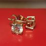 18kt Vermeil Hard Gold Plated 6mm Moissanite Solitaire Stud Earrings Image 8