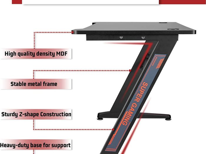 _Large Gaming Table Table Desk for PC Computer Ergonomic Gaming Desk Carbon Fiber Gamer Table 120 x 60 cm