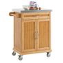 Bamboo Kitchen Trolley with Stainless Steel Top Image 4