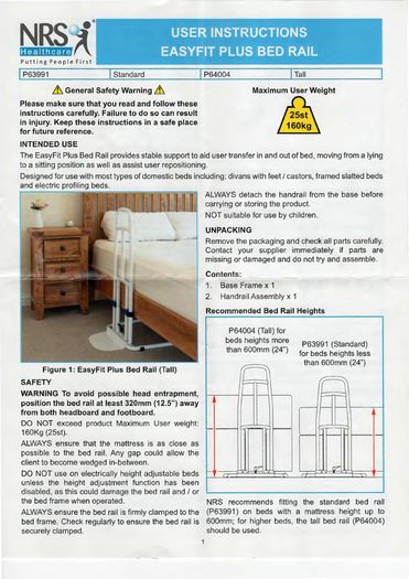 Easyfit Plus bed rail/bed lever