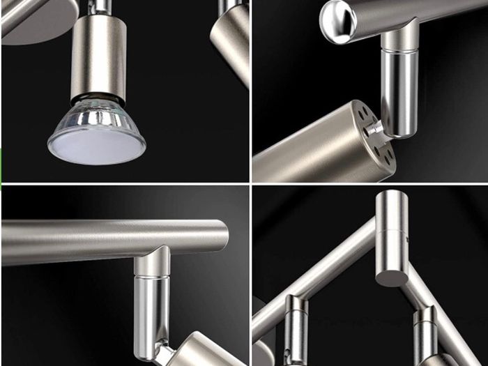 LED Ceiling Light Rotatable, 6 Way LED Ceiling Spotlight, Matt Nickel & Swivelling Design, Including 6 X 4W GU10 LED Bulbs (MULTIPLE COLOURS)
