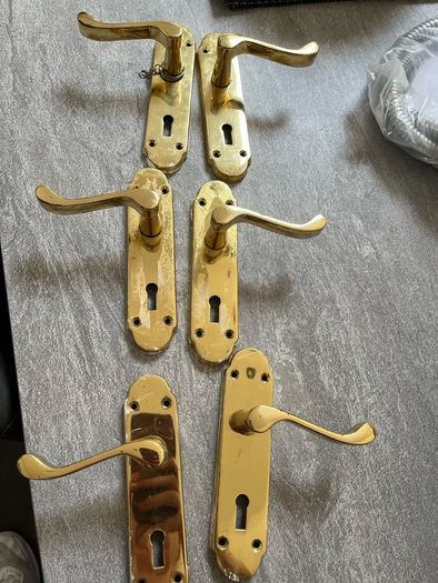 Gold effect door handles