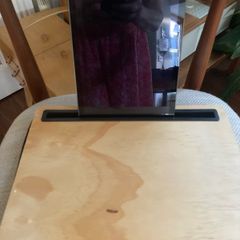 Kikkerland IPad, IPhone Tablet Holder Tray - For a bed, plane, while you eat - wood finish with padding