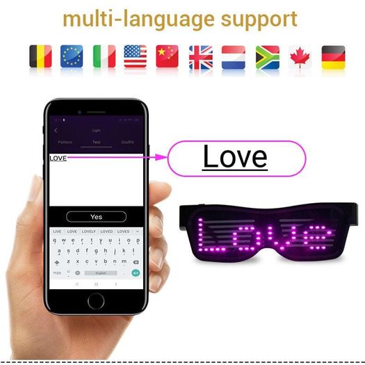 Bluetooth LED Glowing Light Up Flashing Party Glasses Magic Luminous App Control For Halloween Christmas