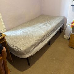 Single Foldable Metal Bed Frame + Mattress