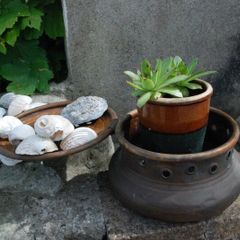Antique copper Italian bed warmer, Planter Pot, Garden Throw