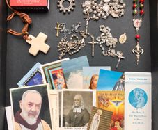 Religious Rosary beads crosses and relics