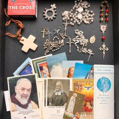 Religious Rosary beads crosses and relics