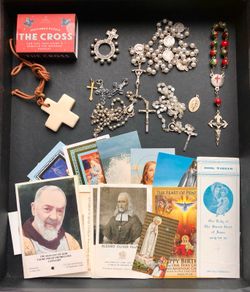 Religious Rosary beads crosses and relics