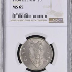 Ireland 1954 | Florin | Irish 2 Shillings | Salmon | KM.15a | MS65