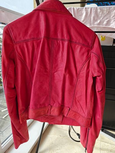 Pink Leather Jacket for Women UK14