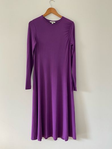 COS  Long-Sleeved Gathered Jersey Midi Dress