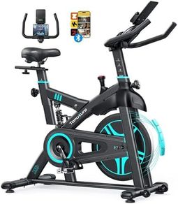 Exercise Bike with APP, 0-100% Magnetic Resistance Spin Bike, 15kg Flywheel, Shock Absorption, LCD Display, Ultra-quiet Stationary Indoor Exercise Bikes for Home Gym Training