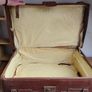Brown Leather Travel Trunk Suitcase Image 4