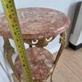 Vintage French Brass & Pink Marble 2-Tier Side Table Plant Stand Image 2
