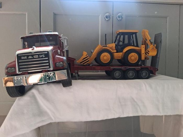 Bruder Mack Granite Truck with Low Loader & Digger