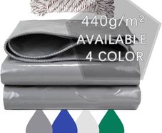 440G/M Pvc Heavy Duty Tarpaulin 4m / 6m, Waterproof Heavy Duty Tarp Sheet Cover Waterproof, Weatherproof, Frost-Resistant, Uv Protection, Multipurpose, Reinforced Eyelets, Gray (4 x 6m)