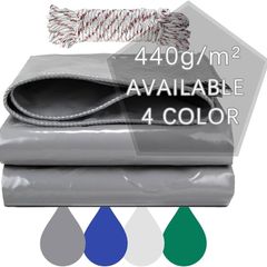 440G/M Pvc Heavy Duty Tarpaulin 4m / 6m, Waterproof Heavy Duty Tarp Sheet Cover Waterproof, Weatherproof, Frost-Resistant, Uv Protection, Multipurpose, Reinforced Eyelets, Gray (4 x 6m)