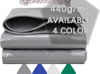 440G/M Pvc Heavy Duty Tarpaulin 4m / 6m, Waterproof Heavy Duty Tarp Sheet Cover Waterproof, Weatherproof, Frost-Resistant, Uv Protection, Multipurpose, Reinforced Eyelets, Gray (4 x 6m)