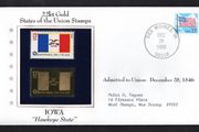 1988 USA Iowa "Hawkeye State" 22kt Gold Replica of the 1976 United States Flag Stamps showing 25c US flag definitive tied Des Moines, Iowa (state capital) illustrated cover