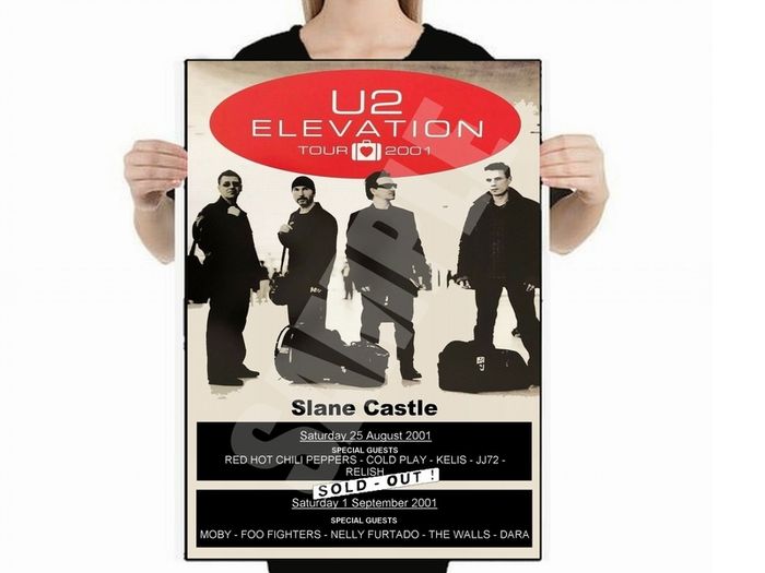 U2 Slane Castle 2001 Concert Poster Reproduction A2 Size