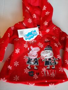 New peppa pig fleece with hood tags attached and sticker book