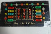 Vintage Bally Slot Machine Reel Glass Plate, Triple 7, 1 to 5 Coins, great retro colours