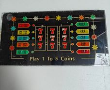 Vintage Bally Slot Machine Reel Glass Plate, Triple 7, 1 to 5 Coins, great retro colours