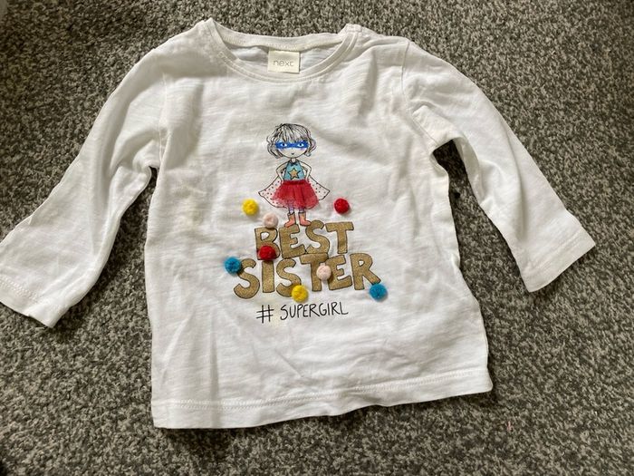 Next 2 baby girl tops: little sister and  best Sister - long sleeve shirt
