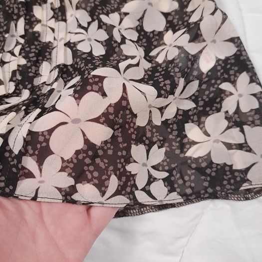 Wallis Black Cream Sheer Chiffon Floral Pintuck Pleat Blouse Top 12UK/40EU