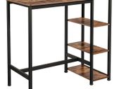 _Rectangular Bar Table with 3 Shelves, Kitchen Table, Kitchen Counter, Sturdy Metal Frame, 109 x 60 x 100 cm, Easy Assembly, Industrial Design, Vintage, Dark Brown