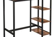 _Rectangular Bar Table with 3 Shelves, Kitchen Table, Kitchen Counter, Sturdy Metal Frame, 109 x 60 x 100 cm, Easy Assembly, Industrial Design, Vintage, Dark Brown