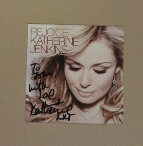 Katherine Jenkins signed CD cover dedicated To John