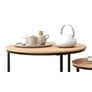 Black Round Coffee Table Set of 2 Side Table for Living Room,69.5x49cm Industrial Stacking End Tables,Wood Look Accent Furniture with Metal Frame End Table for Bedroom Decorations,Black Image 2