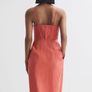 REISS Linen Midi Dress in Coral UK 12 - NEW Image 2