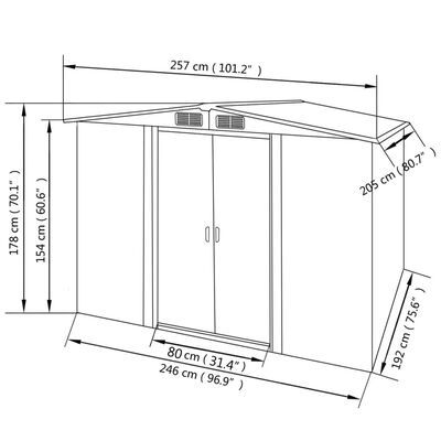 Garden Storage Shed Grey Metal 257x205x178 cm
