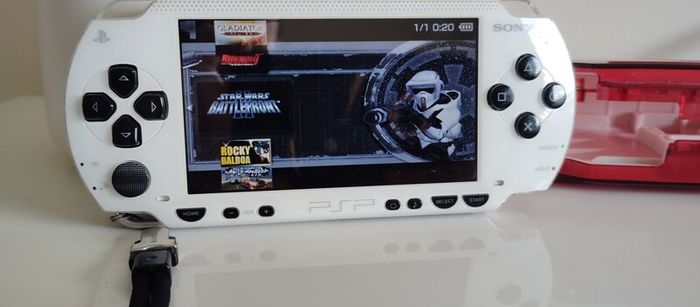 PSP 1004 White Modded 2 Batteries Original OSTENT new 64gb original charger