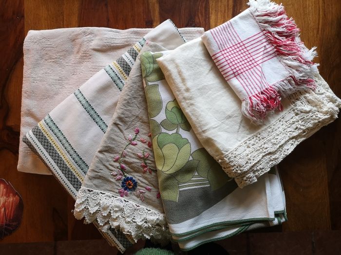 Selection of beautiful vintage table cloths