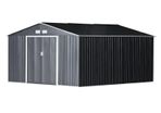 MASSIVE SALE 13x11FT Garden Roofed Metal Storage Shed Tool Box with Foundation Ventilation & Doors, Grey