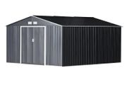 MASSIVE SALE 13x11FT Garden Roofed Metal Storage Shed Tool Box with Foundation Ventilation &amp; Doors, Grey