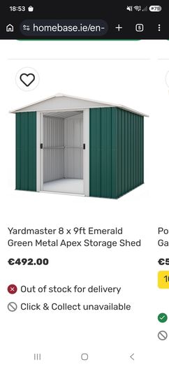 Green metal garden shed
