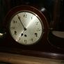 Vintage Napoleon Hat Shape Art Deco Wooden Mantel Clock (very nice sound, works well, without glass) Image 6