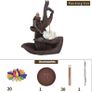 Handmade Backflow Incense Burner Lotus Monk Backflow Incense Holder Incense Cone Sticks Holder with 20pcs Backflow Incense Cones Home Decor Lotus Image 2
