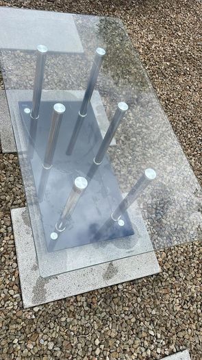 Glass/chrome coffee table