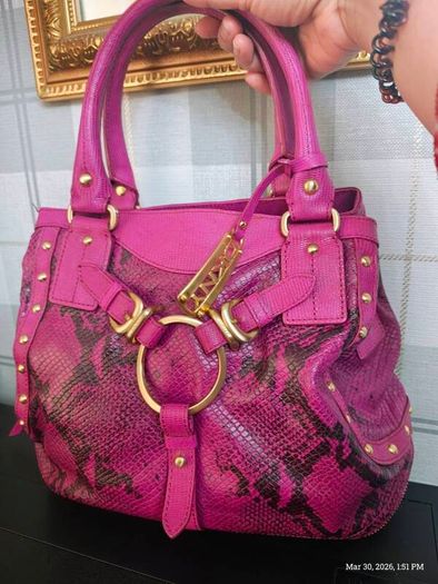 Rare vintage dkny Purple Snake Print Bag Y2K McBling Satchel