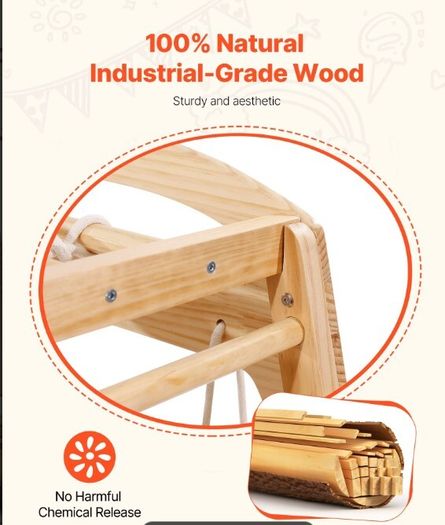 Jungle gym wooden Toddler Indoor Playground, 109 x 120 x 119.5 cm, with Wood and Rope Ladder, Net Ladder, Swing, Monkey Bar, Slide, Climbing Wall, Wooden Indoor Climbing Toys for Kids